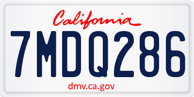 CA license plate 7MDQ286