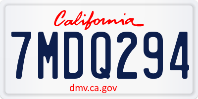 CA license plate 7MDQ294
