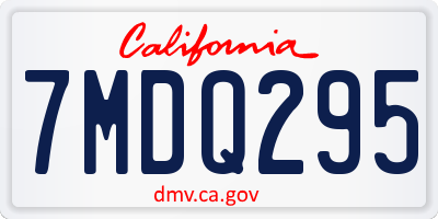 CA license plate 7MDQ295
