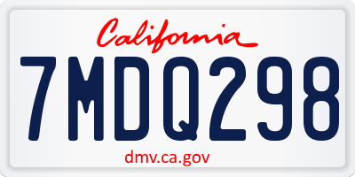 CA license plate 7MDQ298