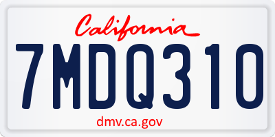 CA license plate 7MDQ310