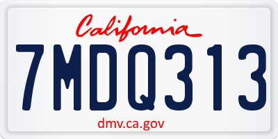 CA license plate 7MDQ313