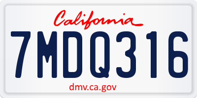 CA license plate 7MDQ316