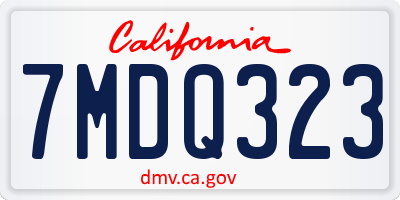 CA license plate 7MDQ323