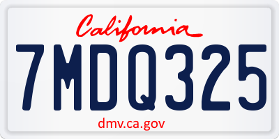 CA license plate 7MDQ325