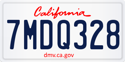 CA license plate 7MDQ328
