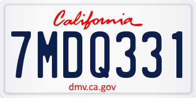 CA license plate 7MDQ331