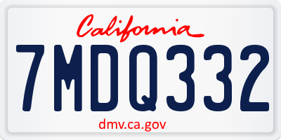 CA license plate 7MDQ332