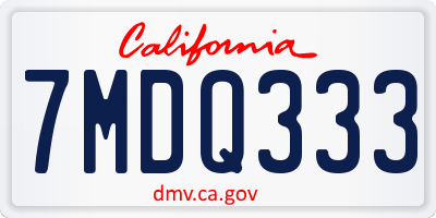 CA license plate 7MDQ333