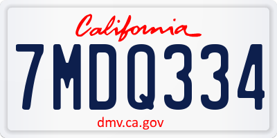 CA license plate 7MDQ334