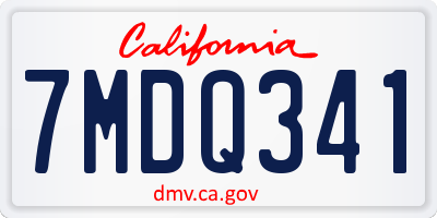 CA license plate 7MDQ341