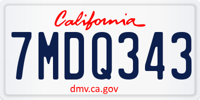 CA license plate 7MDQ343