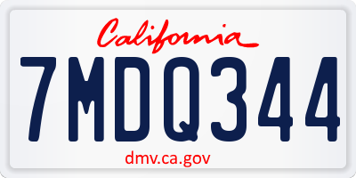 CA license plate 7MDQ344