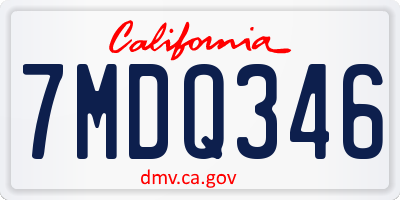 CA license plate 7MDQ346