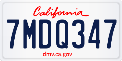CA license plate 7MDQ347