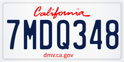 CA license plate 7MDQ348