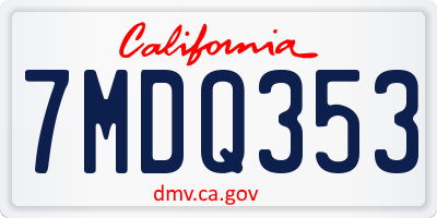 CA license plate 7MDQ353