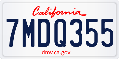 CA license plate 7MDQ355