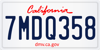 CA license plate 7MDQ358