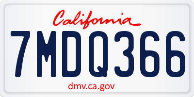 CA license plate 7MDQ366