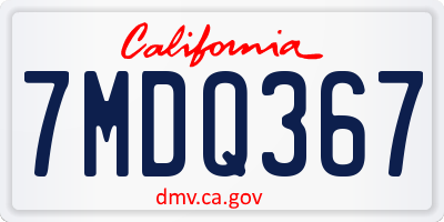 CA license plate 7MDQ367