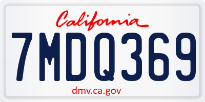 CA license plate 7MDQ369