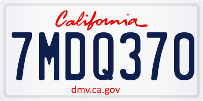 CA license plate 7MDQ370
