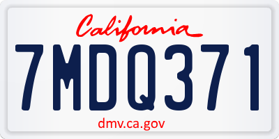 CA license plate 7MDQ371