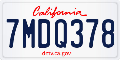 CA license plate 7MDQ378