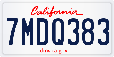 CA license plate 7MDQ383