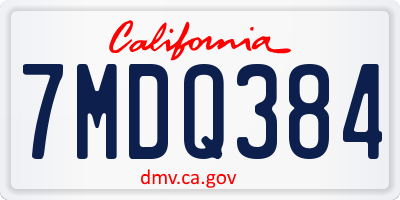 CA license plate 7MDQ384