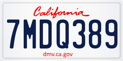 CA license plate 7MDQ389