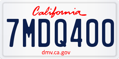CA license plate 7MDQ400