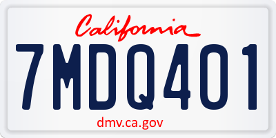 CA license plate 7MDQ401