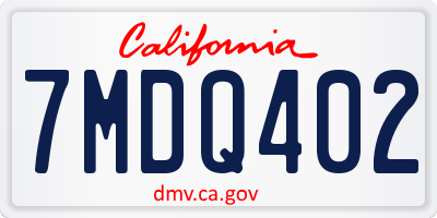 CA license plate 7MDQ402
