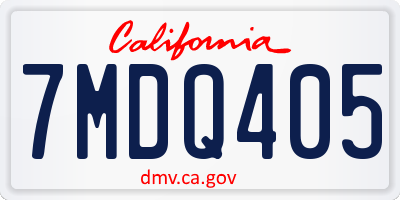 CA license plate 7MDQ405