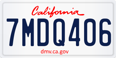 CA license plate 7MDQ406