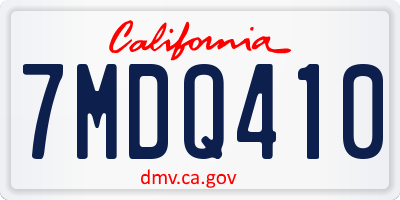 CA license plate 7MDQ410