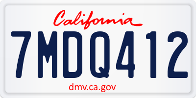 CA license plate 7MDQ412