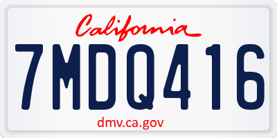 CA license plate 7MDQ416