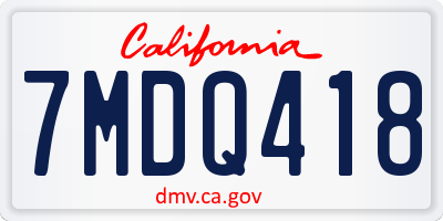 CA license plate 7MDQ418