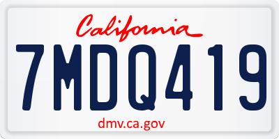 CA license plate 7MDQ419