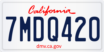 CA license plate 7MDQ420
