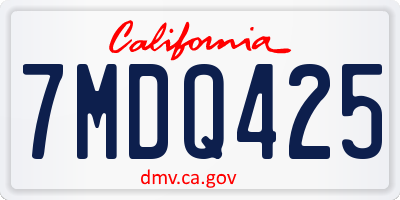 CA license plate 7MDQ425