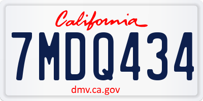 CA license plate 7MDQ434