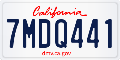 CA license plate 7MDQ441