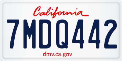 CA license plate 7MDQ442