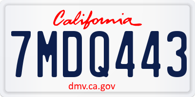 CA license plate 7MDQ443