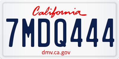 CA license plate 7MDQ444