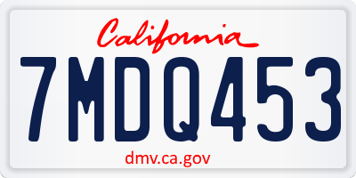CA license plate 7MDQ453